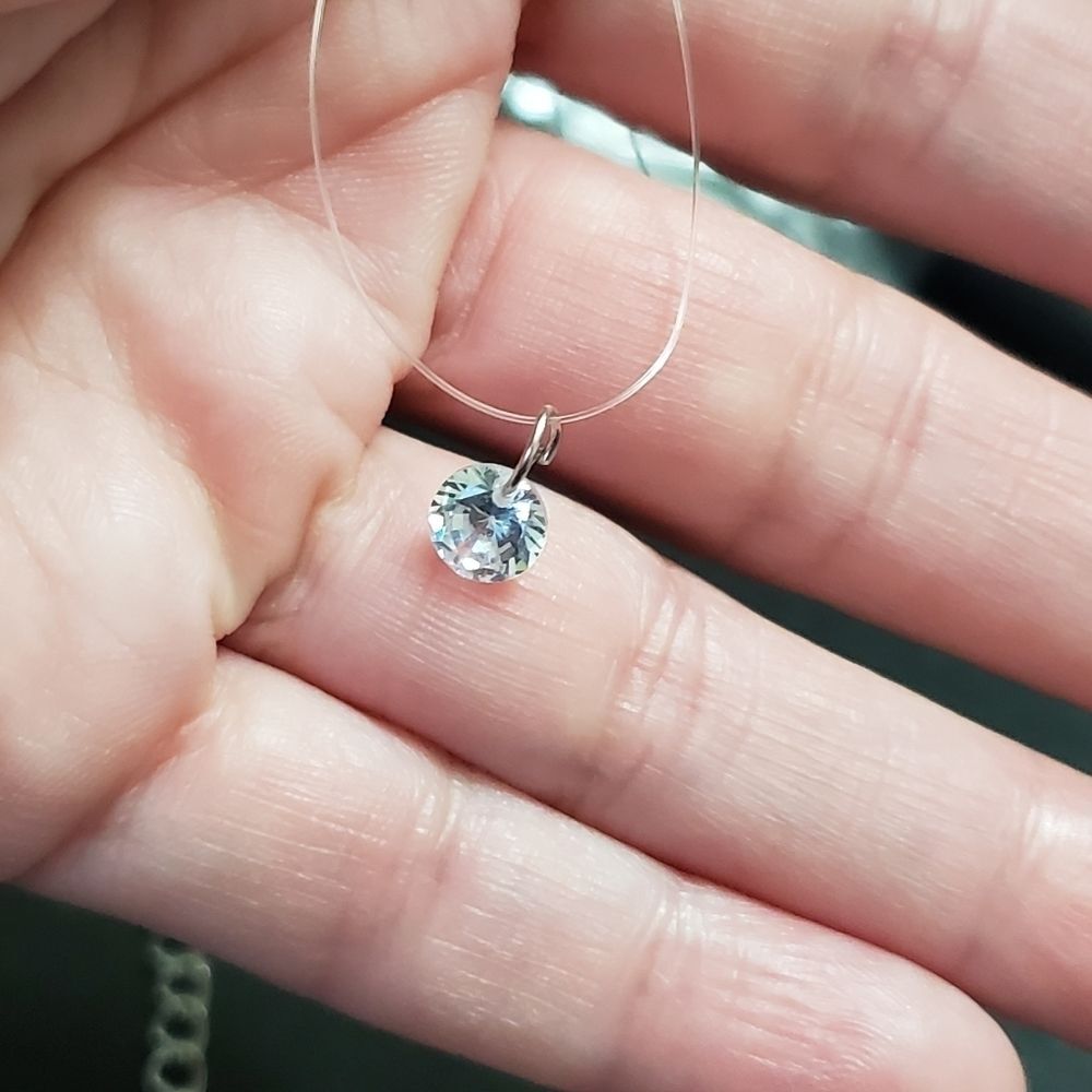 Floating sparkly rhinestone necklace 14-16"